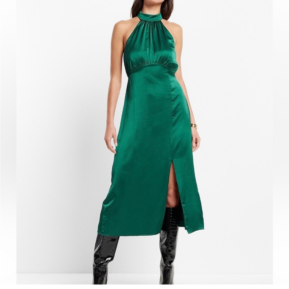 Express Emerald Halter Midi Dress